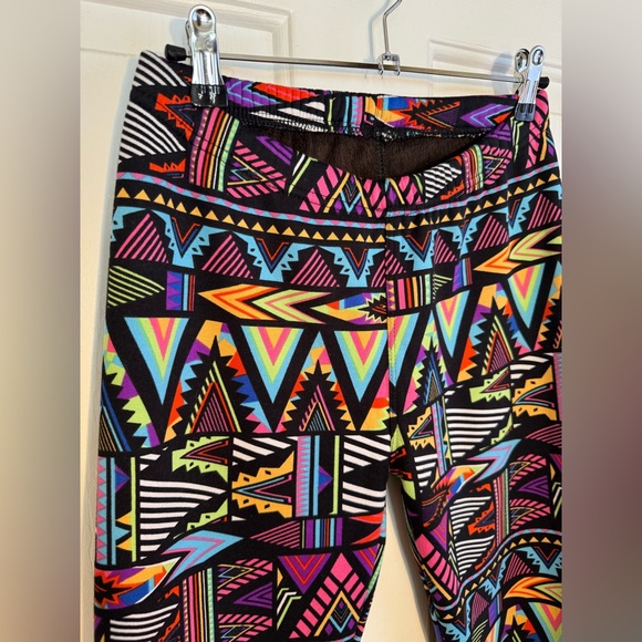 JUST COZY Colorful Pink Print Fleece Lined Leggings womens size OS (fits Medium) - Picture 2 of 8